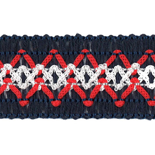 26039 Sullivans Nautical Themed Braid - 25mm Tracksuit- Navy/red/white - 20m