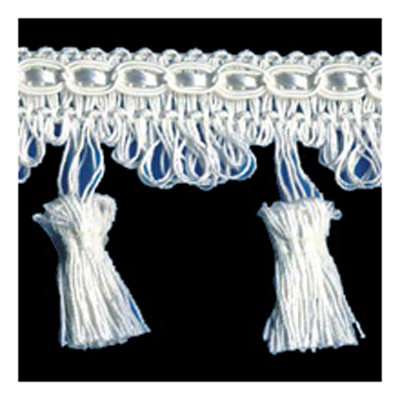 26479 Sullivans 68mm Rayon Tassel Braid - White - 20m
