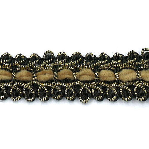 26683 Sullivans 15mm Fancy Trim Braid - Weasel/gold/black 