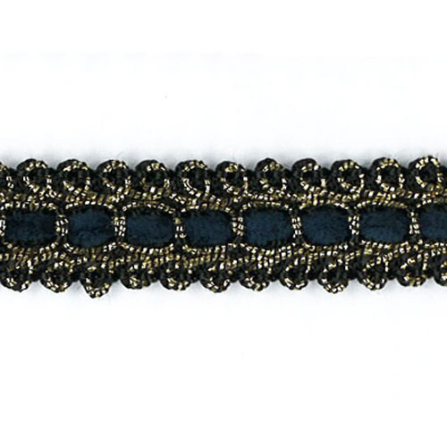 26687 Sullivans 15mm Fancy Trim Braid - Navy/gold/black 