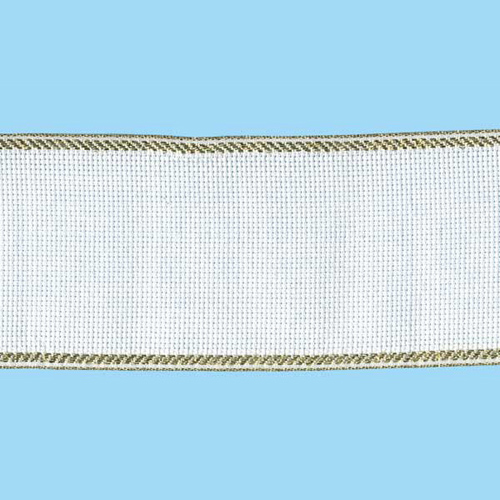 26710 Sullivans 50mm 14 Count Aida Embroidery Banding - White/gold  