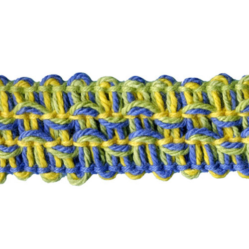 26734 Sullivans 15mm Cotton Insertion Braid - Pistachio Green/ocean Blue/daffodil Yellow 