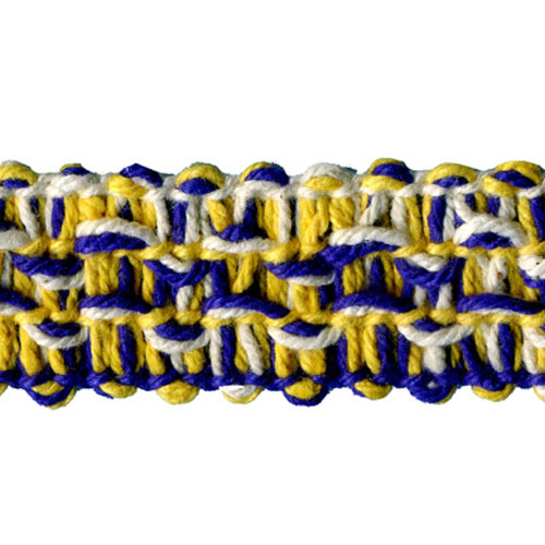 26736 Sullivans 15mm Cotton Insertion Braid - Natural/lapis Blue/daffodil Yellow 