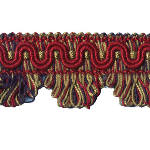 26777 Sullivans 35mm Cotton Fan Braid - Red/olive/striped Burgundy 