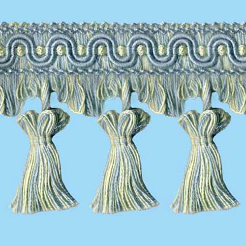 26798 Sullivans 80mm Cotton Tassel Braid - Light Blue/pale Green/striped Light Blue & Pale Green 