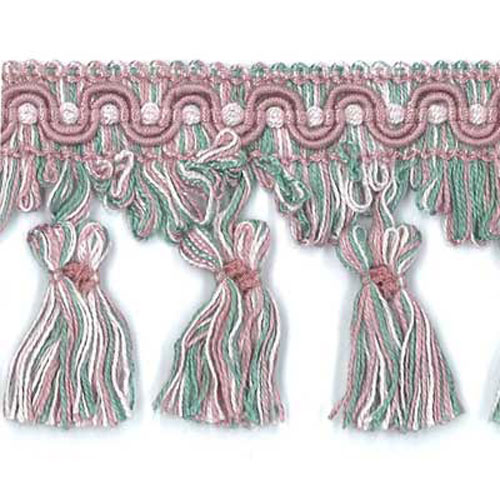 26799 Sullivans 80mm Cotton Tassel Braid - Light Pink/pink/striped Grey 
