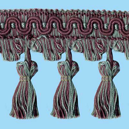 26800 Sullivans 80mm Cotton Tassel Braid - Dusty Pink/seafoam/striped Dusty Pink & Seafoam 