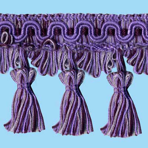 26802 Sullivans 80mm Cotton Tassel Braid - Purple/lilac/striped Greylilac & Purple 