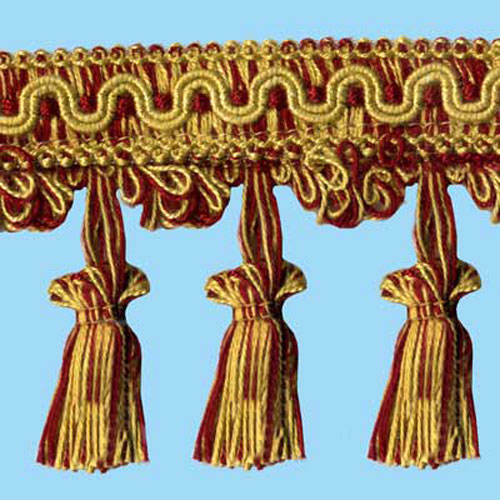 26813 Sullivans 80mm Cotton Tassel Braid - Red/gold/striped Red & Gold 