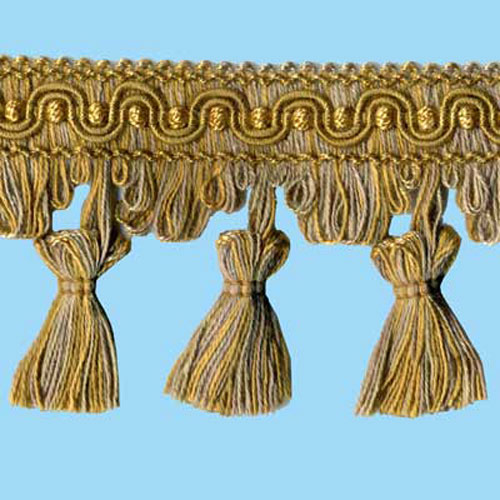26816 Sullivans 80mm Cotton Tassel Braid - Gold/taupe/striped Gold & Taupe 