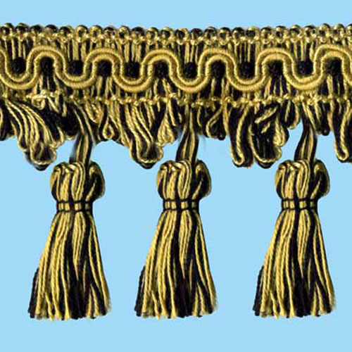 26817 Sullivans 80mm Cotton Tassel Braid - Gold/black/striped Gold & Black 