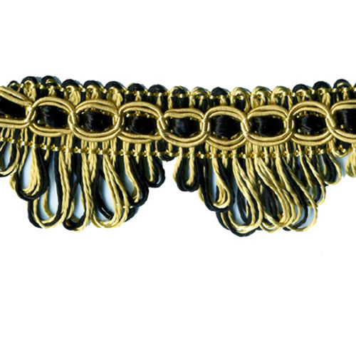 27000 Sullivans 30mm Rayon Looped Fringe Braid - Black/gold 