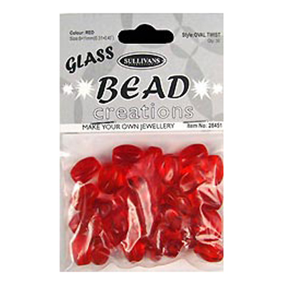 28451 Bead Oval Twist Red