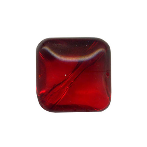 28619 Bead Square Puffed 12mm Red