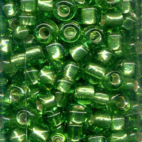 29144 Seed Bead Size 8 Silver Green