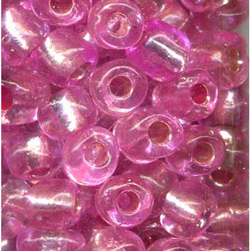 29166 Seed Bead Size 6 Silver Soft Pink