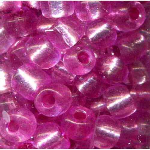 29167 Seed Bead Size 6 Silver Hot Pink
