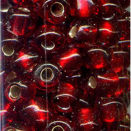 29170 Seed Bead Size 6 Silver Red