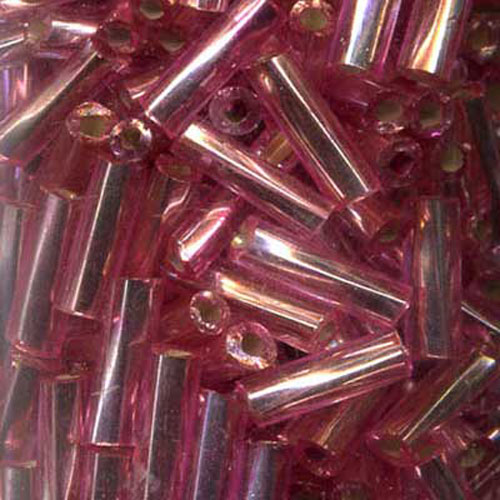 29220 Bead Bugle 7mm Silver Soft Pink