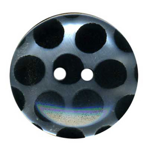 29509 Plastic Button 18mm Frosted Black Spots