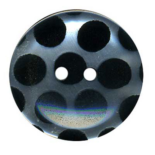 29511 Plastic Button 25mm Frosted Black Spots