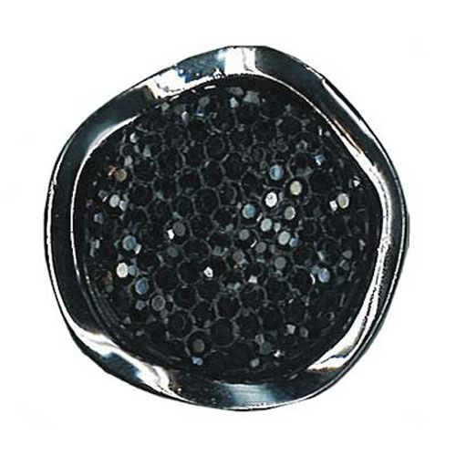 29563 Plastic Button 18mm Silver Black Sparkle