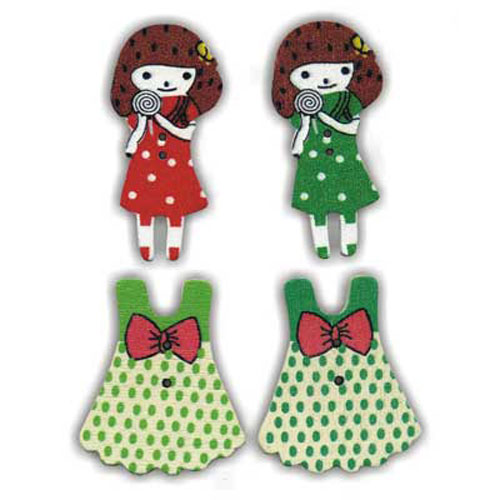 29603 Wooden Button Girls Dresses