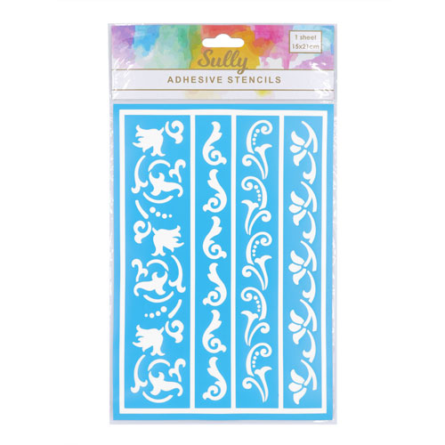 29821 Sully Adhesive Stencil - 1pc - 4 Type Borders 