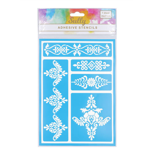 29835 Sully Adhesive Stencil - 1pc - 5 Type Borders