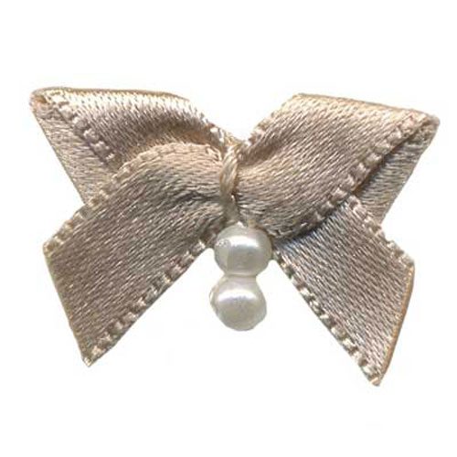 30161 Ribbon Bow 20mm Beige Pearls