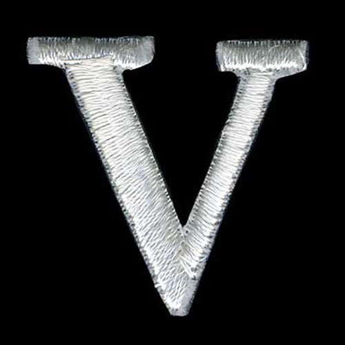 30869 Motif Iron On Letter V White