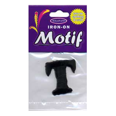 30893 Motif Iron On Letter T Black