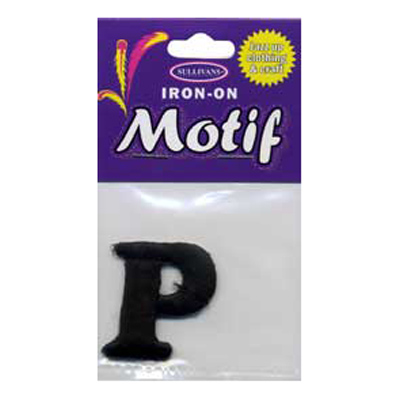 30941 Motif Iron On Letter P Black