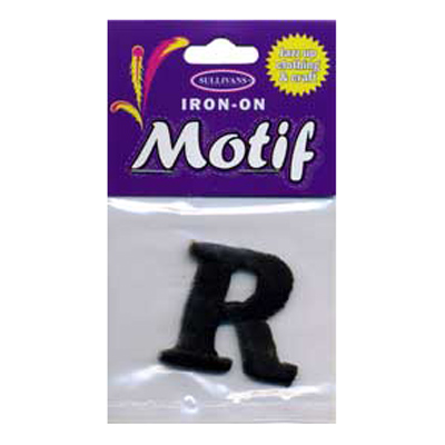 30943 Motif Iron On Letter R Black