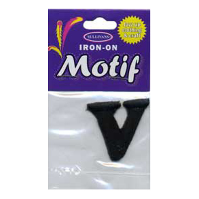 30947 Motif Iron On Letter V Black