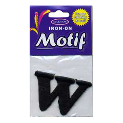 30948 Motif Iron On Letter W Black