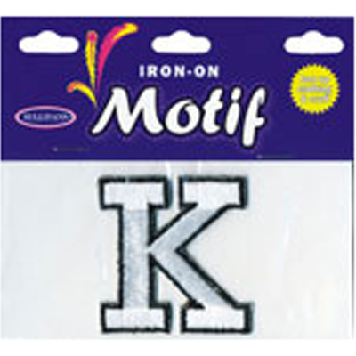 30962 Motif Iron On Letter K White