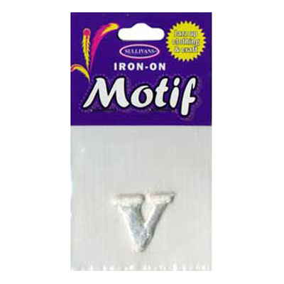 30973 Motif Iron On Letter V White
