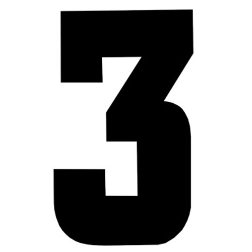 31068 Iron On Sports Number 3 Black