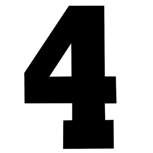 31069 Iron On Sports Number 4 Black