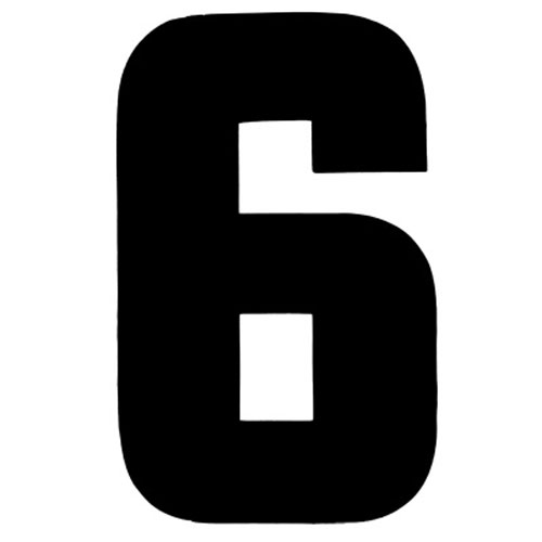 31071 Iron On Sports Number 6 Black