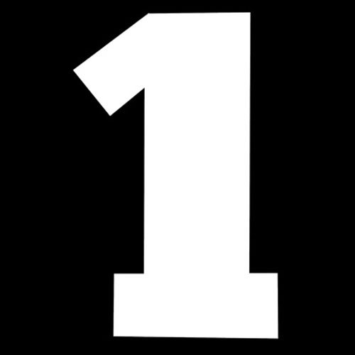 31076 Iron On Sports Number 1 White