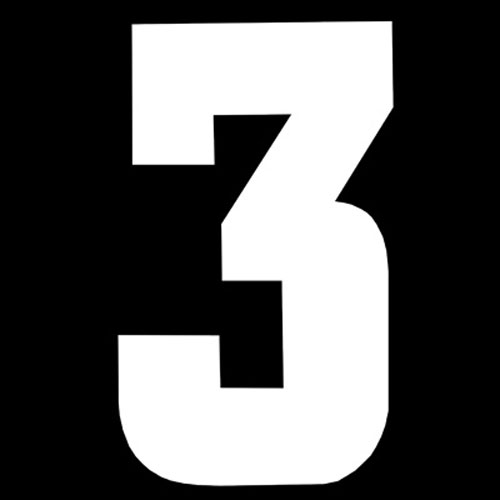 31078 Iron On Sports Number 3 White