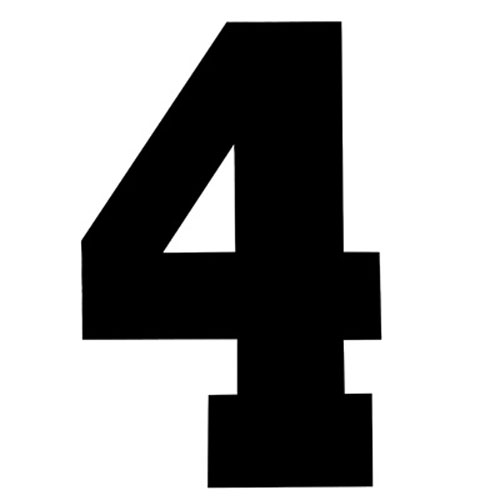 31089 Iron On Sports Number 4 Black