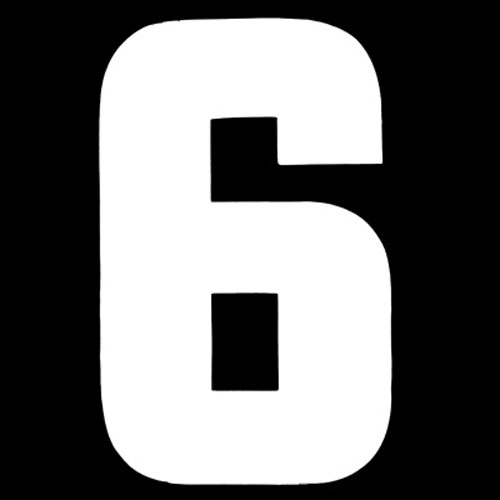 31101 Iron On Sports Number 6 White