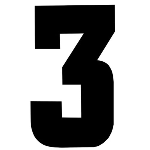 31108 Iron On Sports Number 3 Black