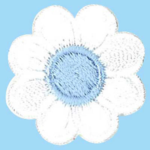 31419 Motif Iron On Daisy White Blue