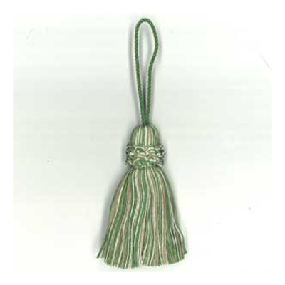 32117 Key Tassel 100mm Green Beige Cream