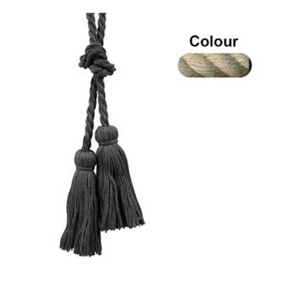 34556 Cord Tie 96cm Cord 100mm Tassels Oatmeal