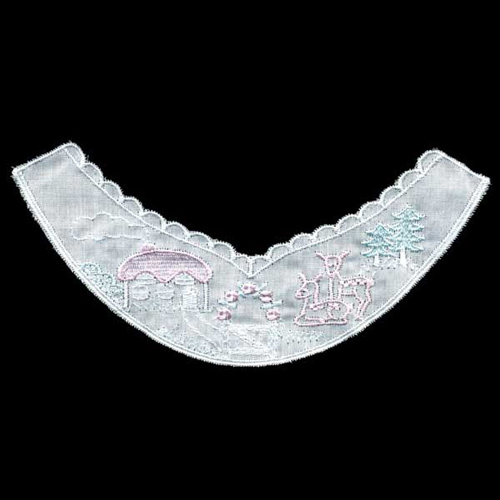 35790 Motif Cambric Lace 155mmx70mm White Pink Aqua